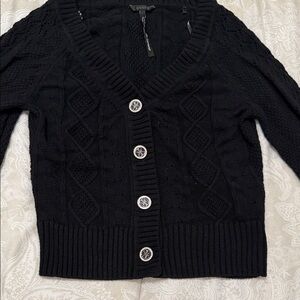 Guess Black Knit Cardigan with Silver Accents